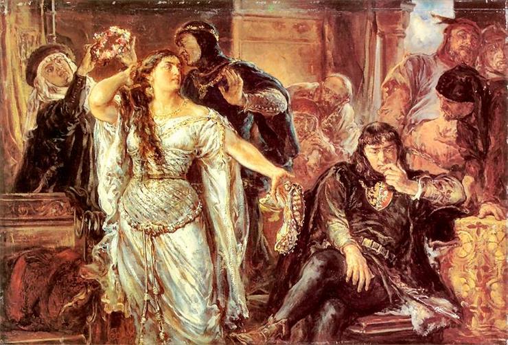 Sceny i postacie historyczne - 44.Spór małżeński Gryfiny z Leszkiem Czarnym  1879.jpg
