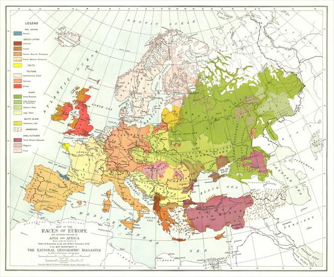 Mapy National Geographic. 539 map. Wysoka jakość - Europe  Adjoining Asia  Africa - The Races of 1919.jpg